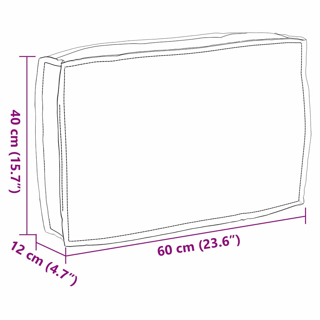 vidaXL Μαξιλάρι παλέτας για πλάτη Γκρι 60 x 40 x 12 cm Ύφασμα Oxford
