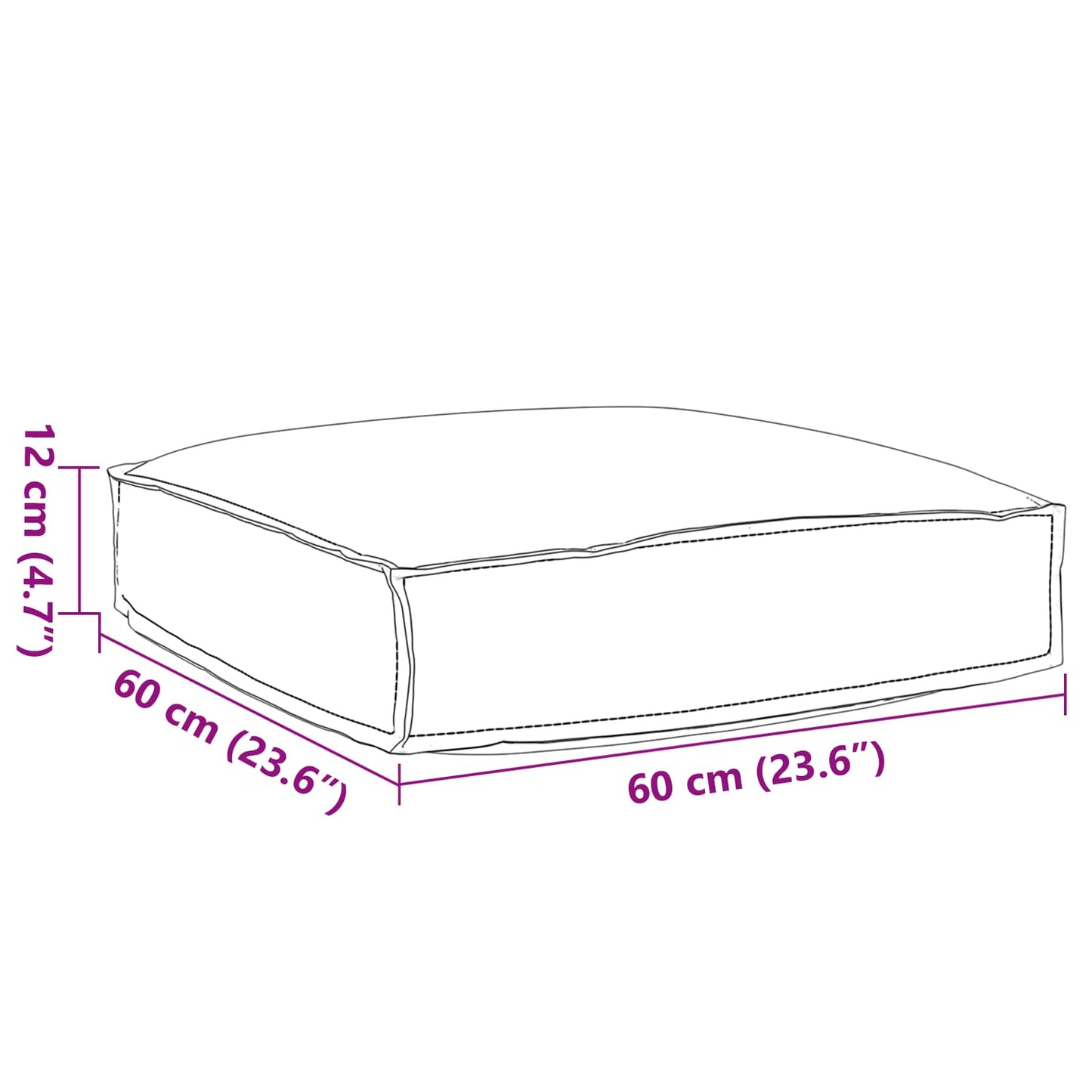 vidaXL Μαξιλάρι Γκρι 60 x 60 x 12 cm Ύφασμα Όξφορντ