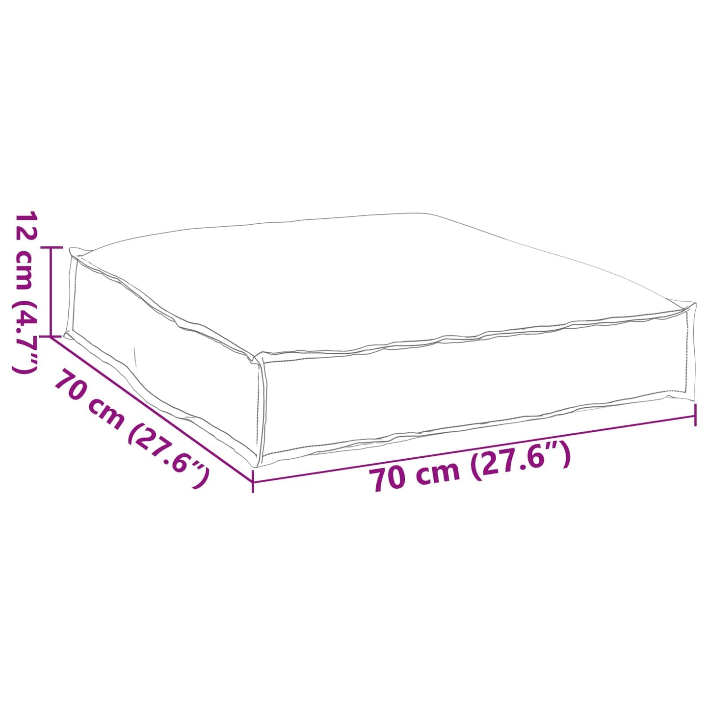 vidaXL Μαξιλάρι Ύφασμα Όξφορντ Κρεμ 70 x 70 x 12 cm