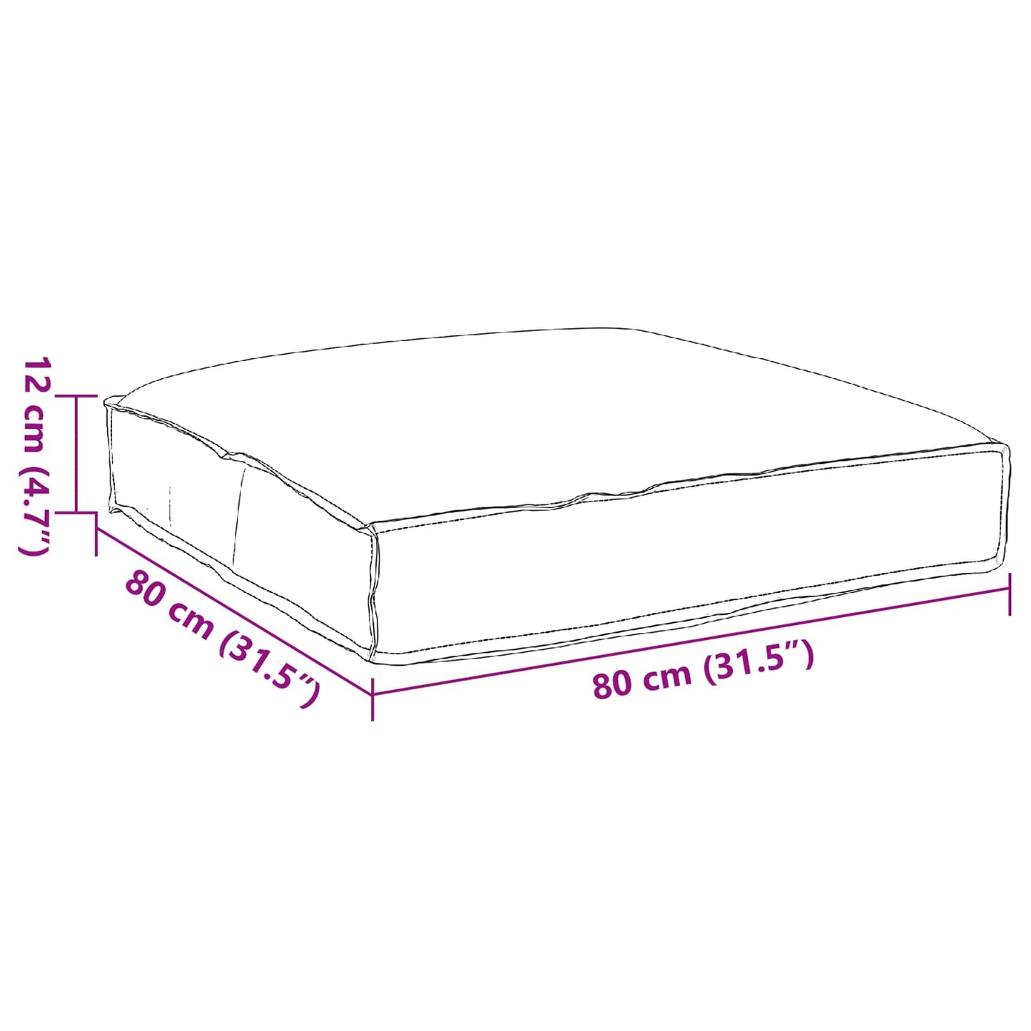 vidaXL Μαξιλάρι Φύλλο Σχέδιο Φύλλου 80 x 80 x 12 cm Ύφασμα Όξφορντ