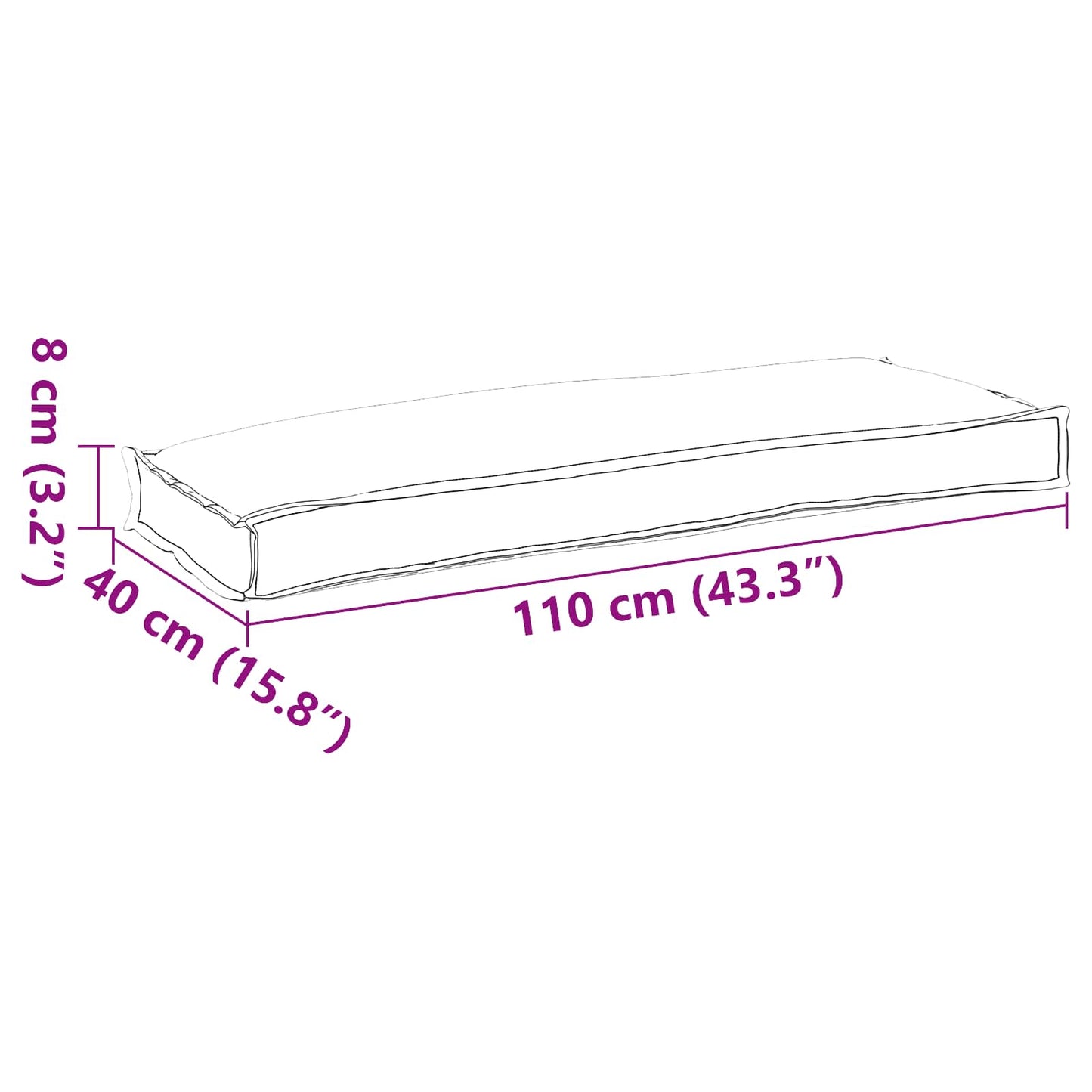 vidaXL Μαξιλάρι Κόκκινο 110 x 40 x 8 εκ Ύφασμα Όξφορντ