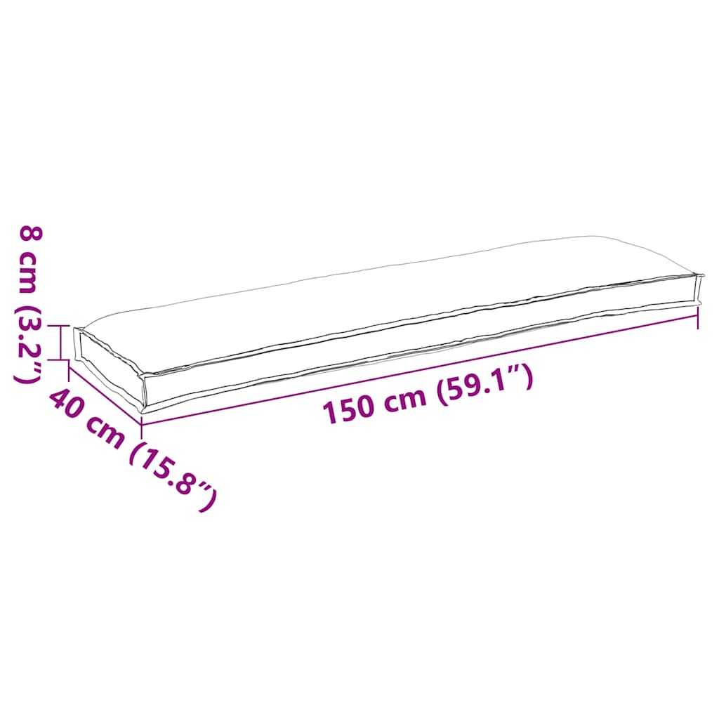 vidaXL Μαξιλάρι παλέτας για πάγκο Γκρι 150 x 40 x 8 εκ. Ύφασμα Oxford