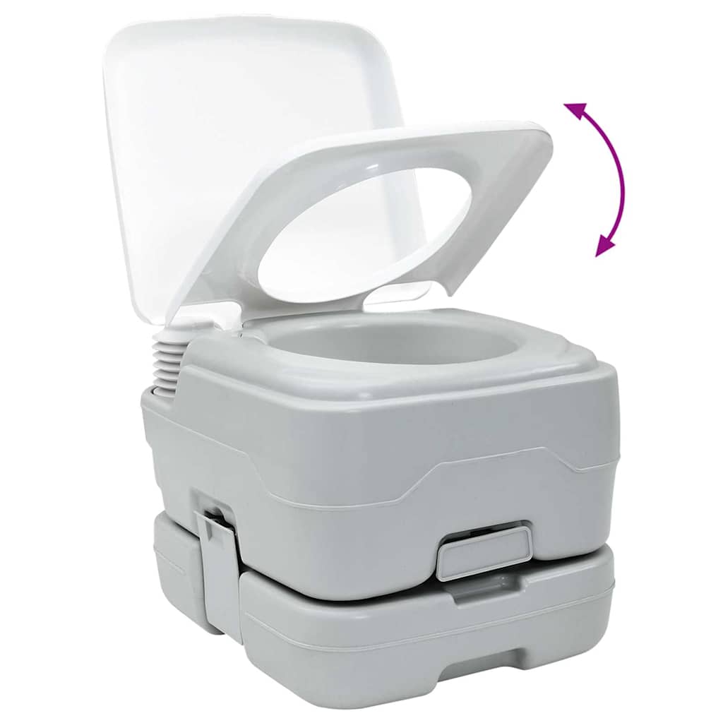 vidaXL Τουαλέτα Κάμπινγκ 2 pcs Γκρι και Λευκό