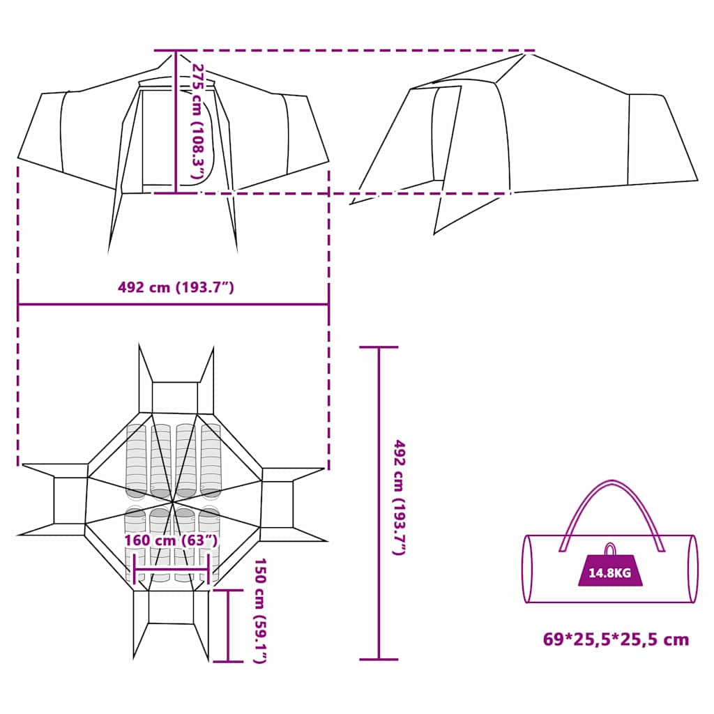 vidaXL Οικογενειακή Tipi Σκηνή Σε Μπλε, Χωράει 8 Άτομα Κι Είναι Αδιάβροχη