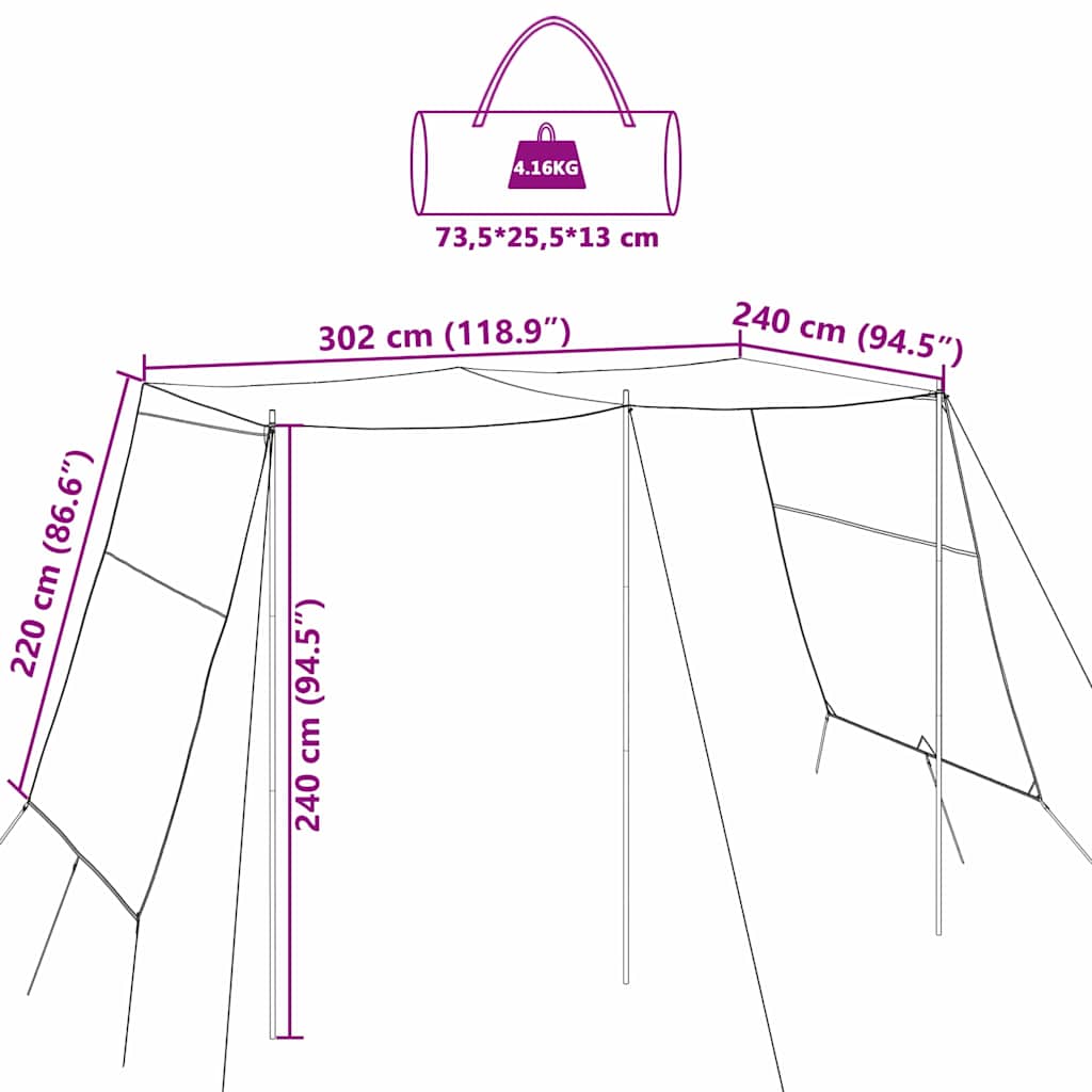 vidaXL Τέντα ανθεκτική στο νερό 302 x 240 x 240 cm