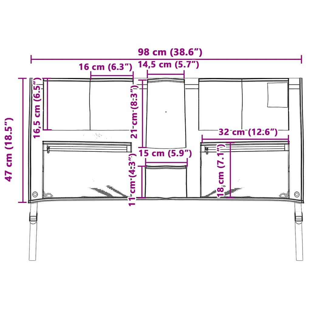 vidaXL Τσάντα Αποθήκευσης Μαύρο και μπλε 98 x 47 εκ. Οξφόρδη