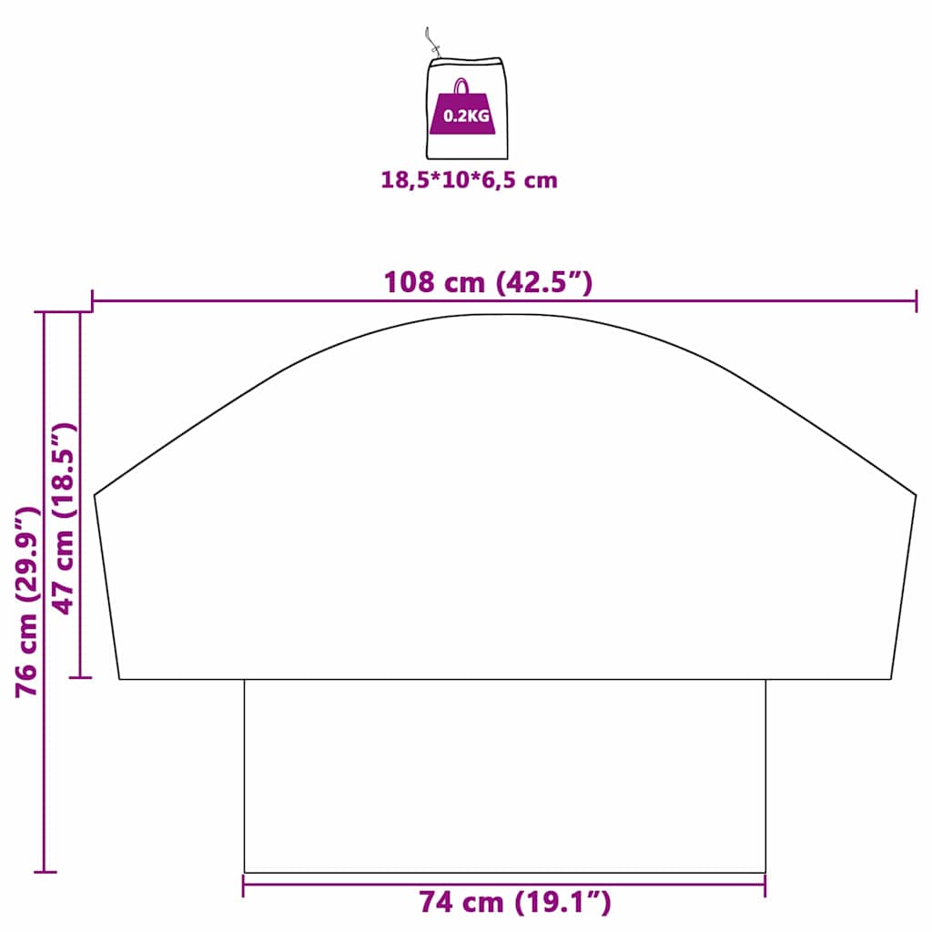 vidaXL Κάλυμμα τροχού 76 x 74 εκ. oxford