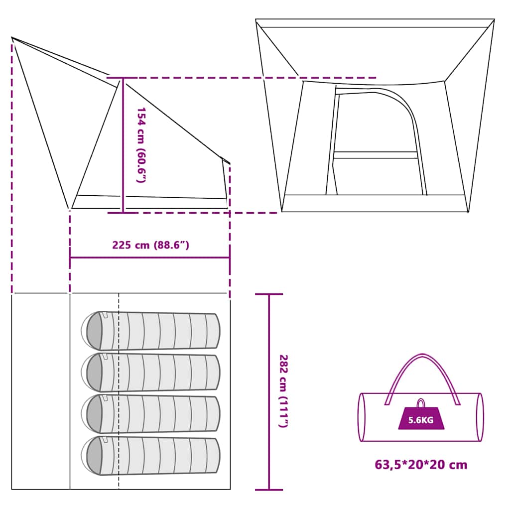 vidaXL Σκηνή Μπλε 282 x 225 x 154 εκ