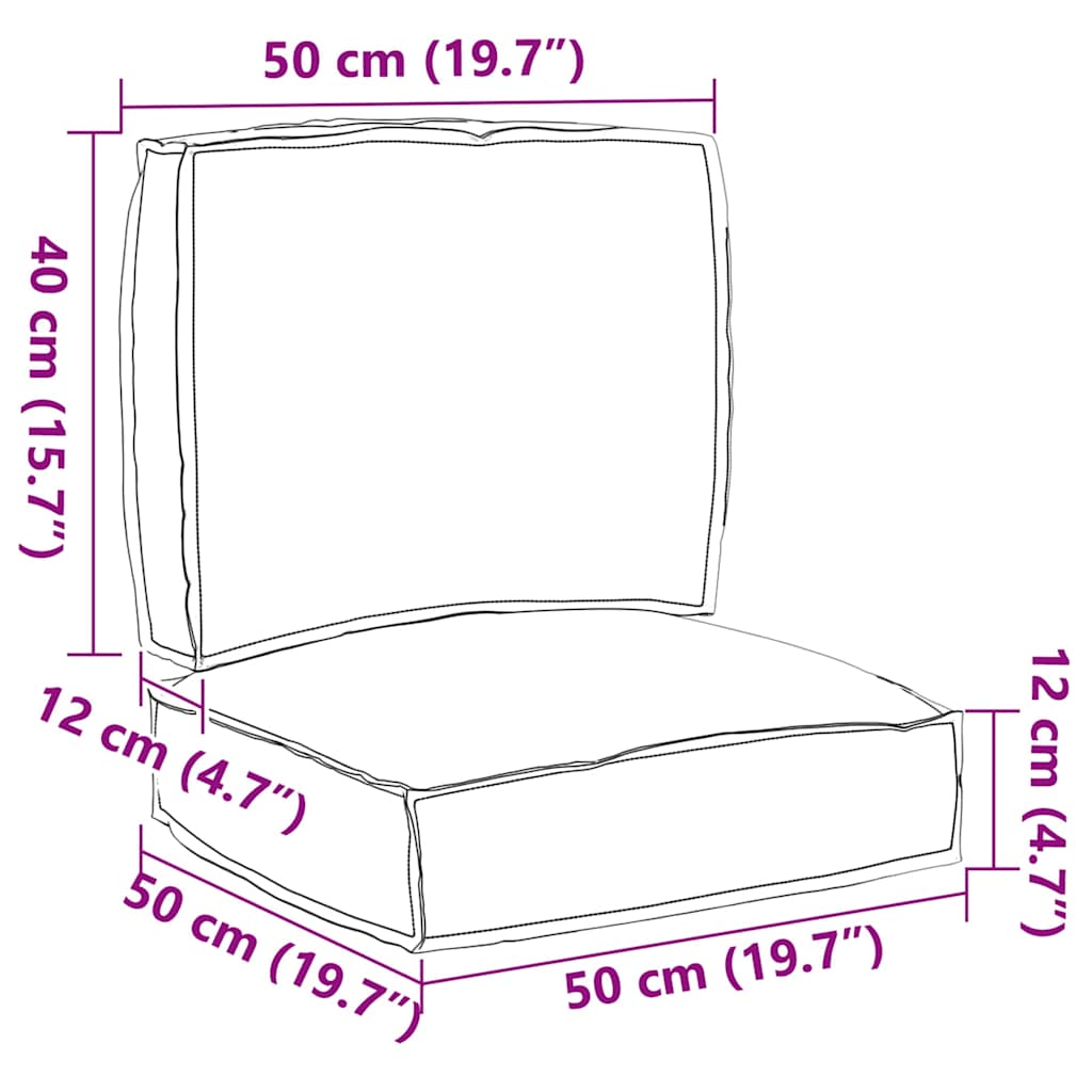 vidaXL Σετ Μαξιλαριών Πάγου 2 pcs Ανθρακί 50 x 50 x 12 cm