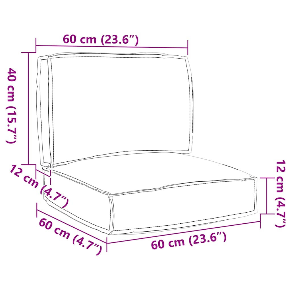 vidaXL Σετ Μαξιλαριών Πάγου 2 pcs Μπορντό 60 x 60 x 12 cm