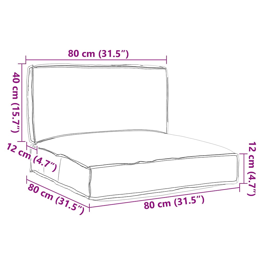 vidaXL Σετ Μαξιλαριών Πάγου 2 pcs Μπορντό 80 x 80 x 12 cm