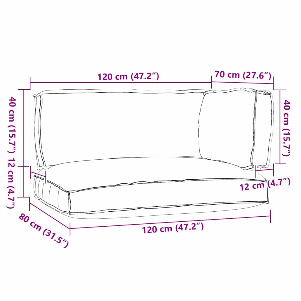 vidaXL Σετ Μαξιλαριών Πάγου 3 pcs Μπλε Ρουά 120 x 80 x 12 cm