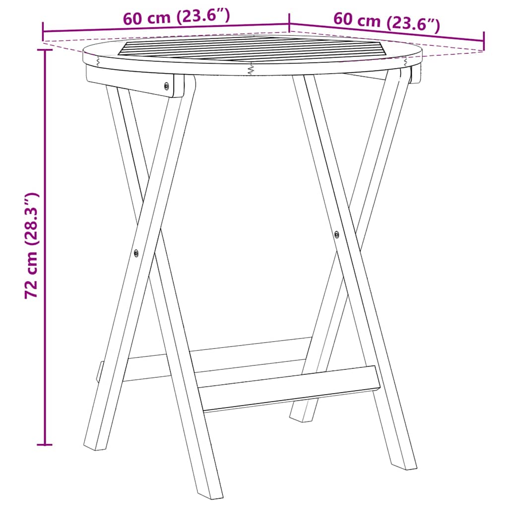 vidaXL Τραπέζι Κήπου Φυσικό 60 x 60 x 72 cm Στερεό Ξύλο Ακακίας