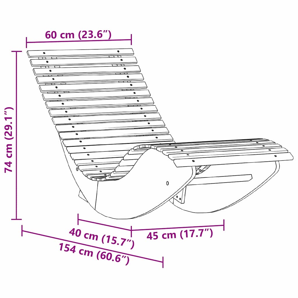 vidaXL Ξαπλώστρα 2 pcs Καφέ 154 x 60 x 74 εκ Στερεό Ξύλο Ακακίας