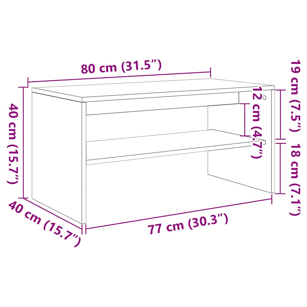 vidaXL Έπιπλο Τηλεόρασης Καφέ Δρυς 80x40x40 εκ. Επεξεργασμένο Ξύλο