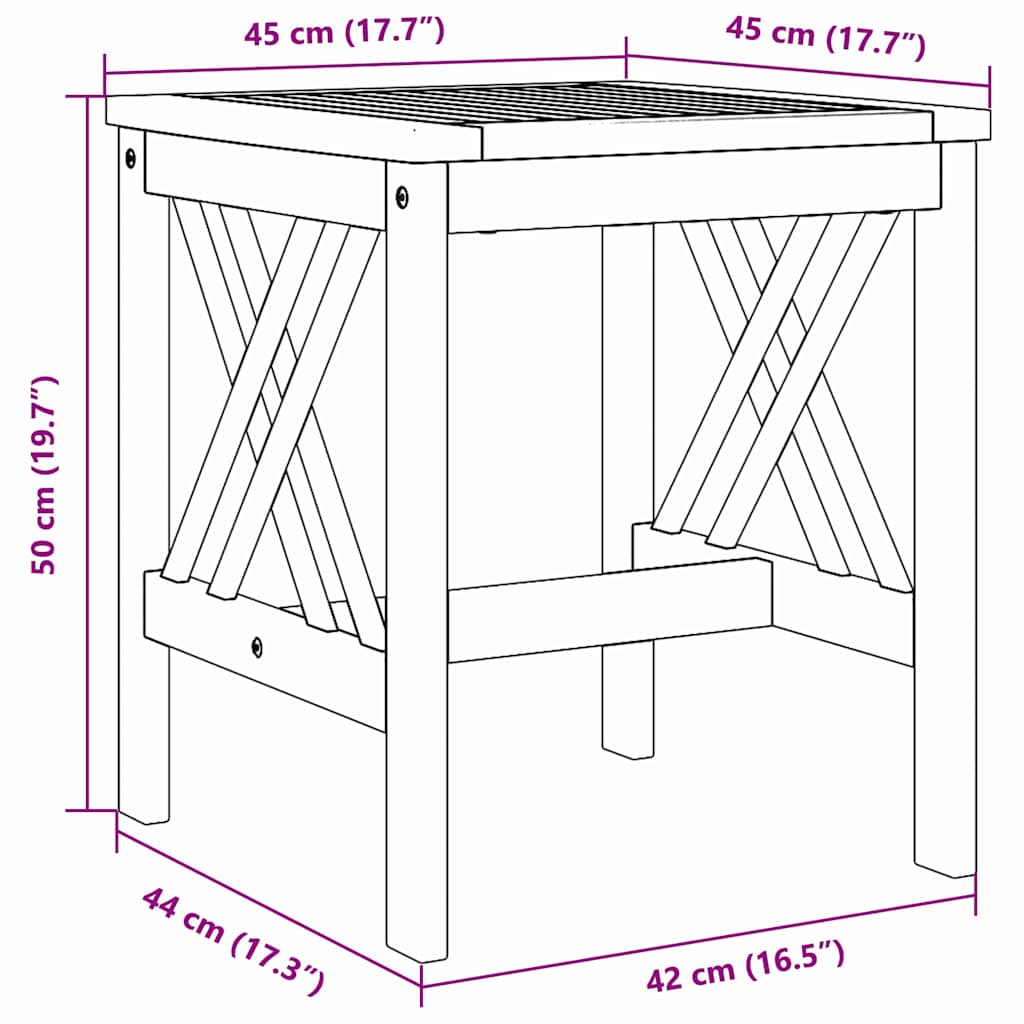 vidaXL Κηπουρική Πλευρικό Τραπέζι Καφέ 45x45x50 εκ Μασίφ Ξύλο Ακακίας