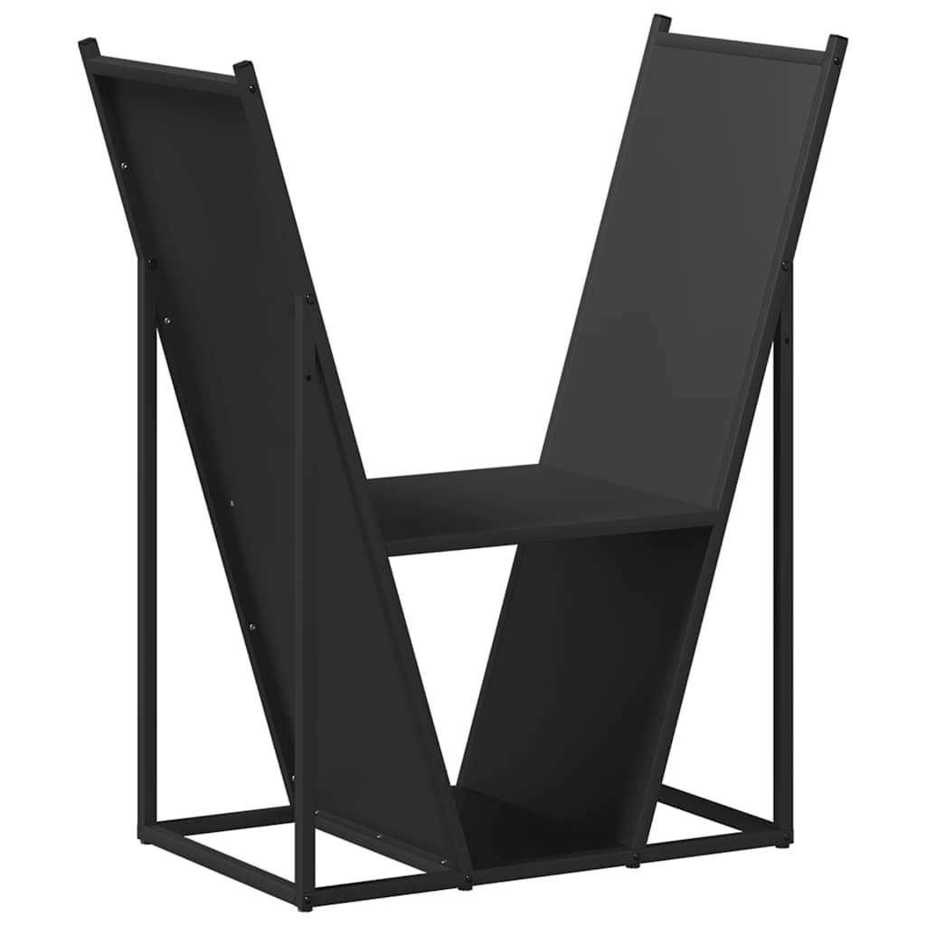 vidaXL Ράφι Καυσόξυλων Μαύρο 69,5x35x81 εκ. Χάλυβας ψυχρής έλασης
