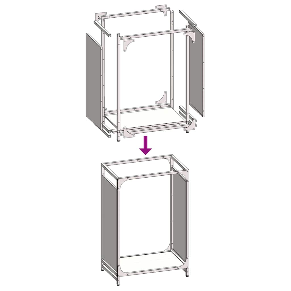 vidaXL Ράφι Καυσόξυλων Μαύρο 44x28x65 εκ. Χάλυβας ψυχρής έλασης