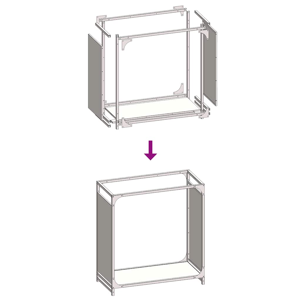 vidaXL Ράφι Καυσόξυλων Μαύρο 60x28x65 εκ. Χάλυβας ψυχρής έλασης