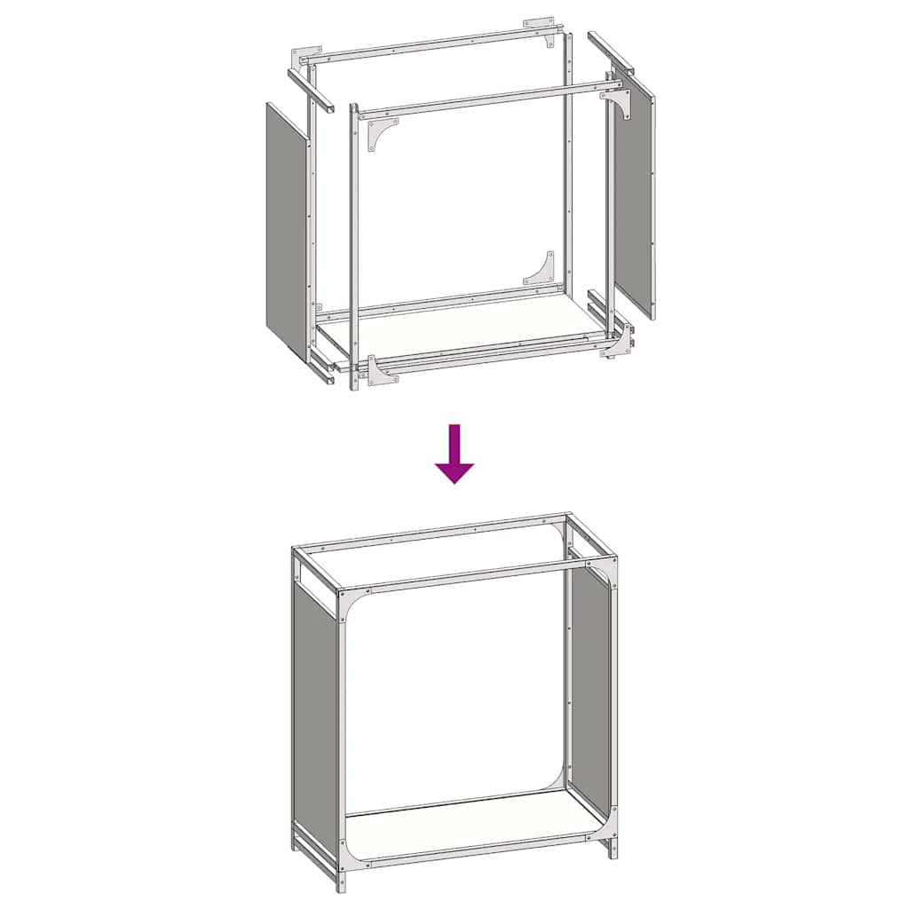 vidaXL Ράφι Καυσόξυλων Μαύρο 60x28x65 εκ. Χάλυβας ψυχρής έλασης