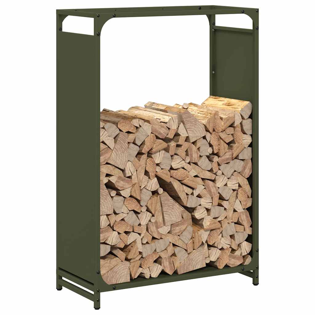 vidaXL Ράφι για καυσόξυλα Ελαιοπράσινο 60x28x90cm Ατσάλι ψυχρής έλασης