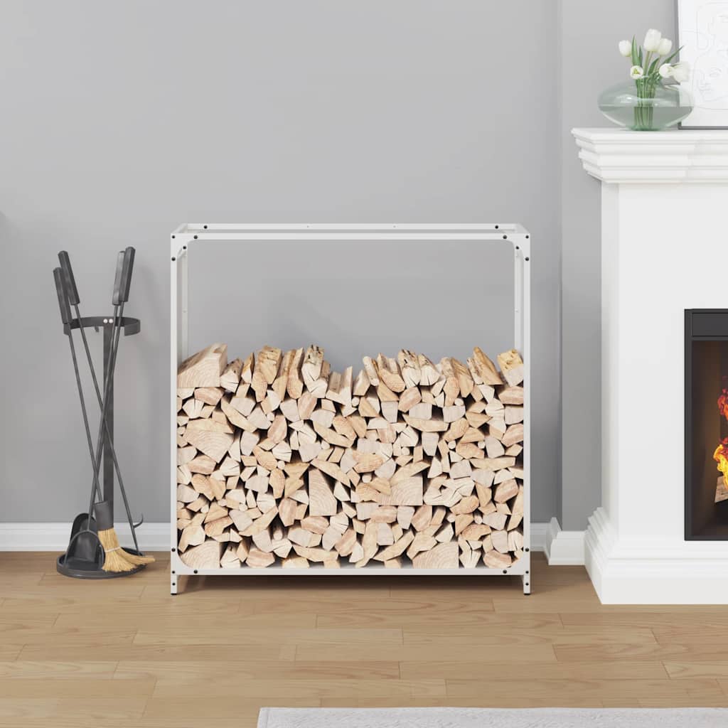 vidaXL Ράφι για καυσόξυλα Λευκό 90x28x90 cm Ατσάλι ψυχρής έλασης