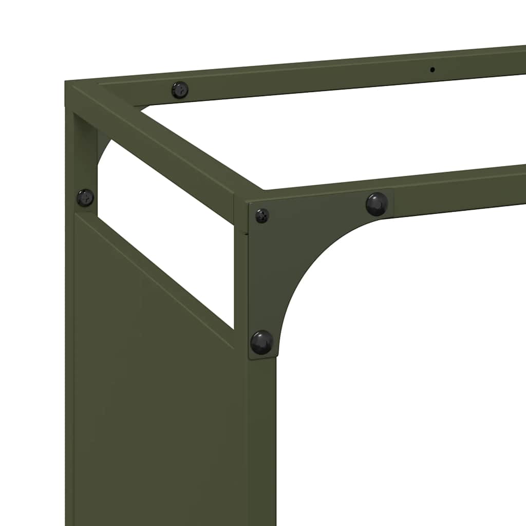 vidaXL Ράφι για καυσόξυλα Ελαιοπράσινο 90x28x90cm Ατσάλι ψυχρής έλασης