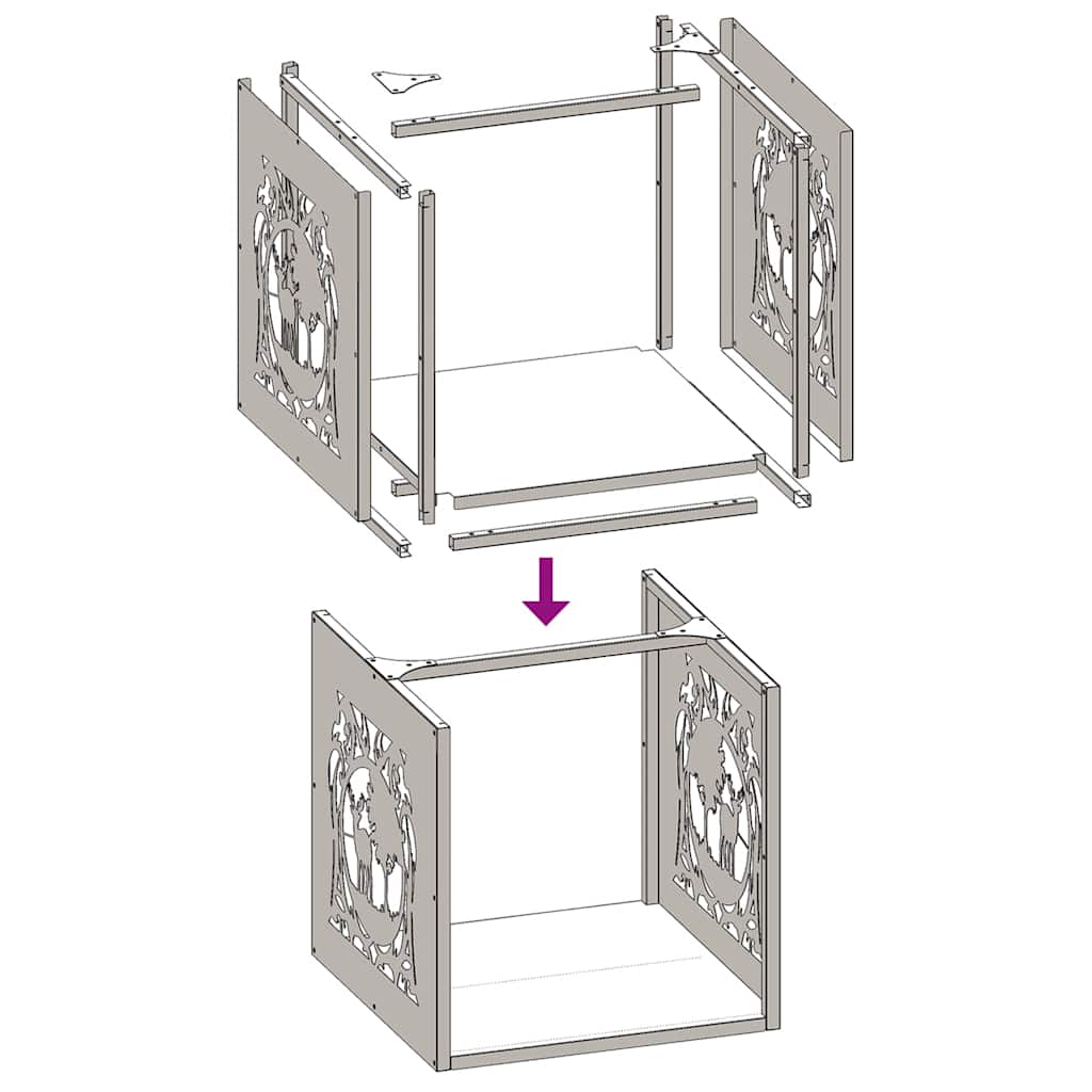 vidaXL Ράφι Καυσόξυλων Μαύρο 40x40x40 εκ. Χάλυβας ψυχρής έλασης