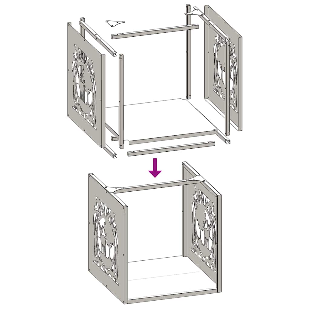 vidaXL Ράφι Καυσόξυλων 40x40x40 εκ. Χάλυβας ψυχρής έλασης
