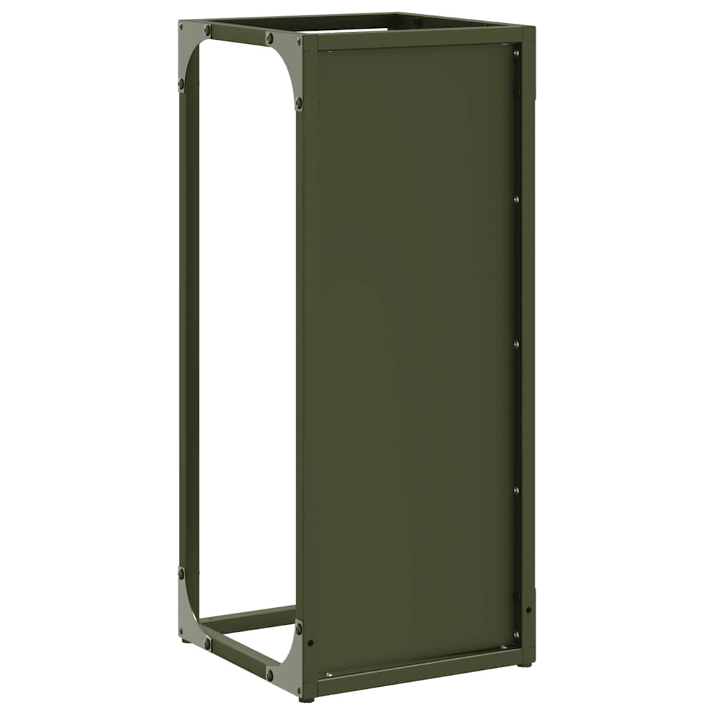 vidaXL Ράφι για καυσόξυλα Ελαιοπράσινο 25x25x60cm Ατσάλι ψυχρής έλασης