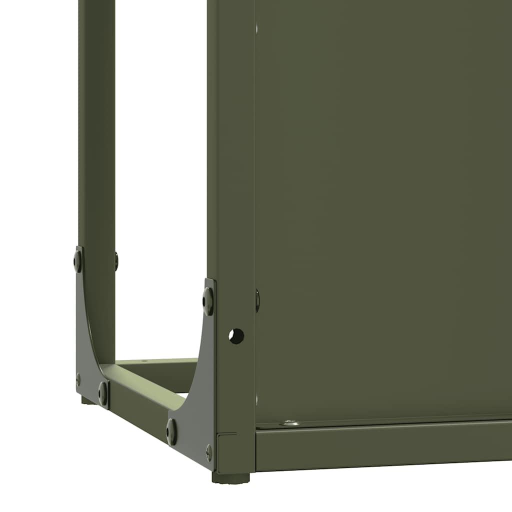 vidaXL Ράφι για καυσόξυλα Ελαιοπράσινο 25x25x80cm Ατσάλι ψυχρής έλασης