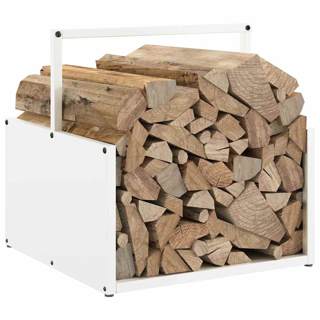vidaXL Ράφι Καυσόξυλων Λευκό 40x40x40 εκ. Χάλυβας ψυχρής έλασης