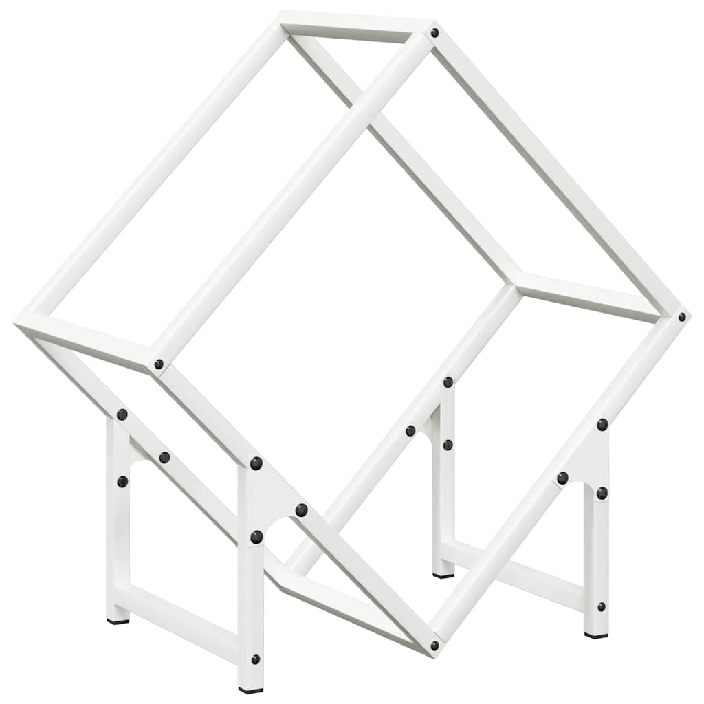 vidaXL Ράφι για καυσόξυλα Λευκό 50x25x50 εκ. Ατσάλι ψυχρής έλασης