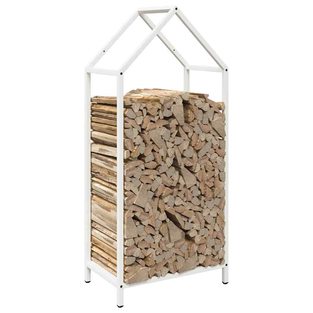 vidaXL Ράφι για καυσόξυλα Λευκό 40x25x90 εκ. Ατσάλι ψυχρής έλασης