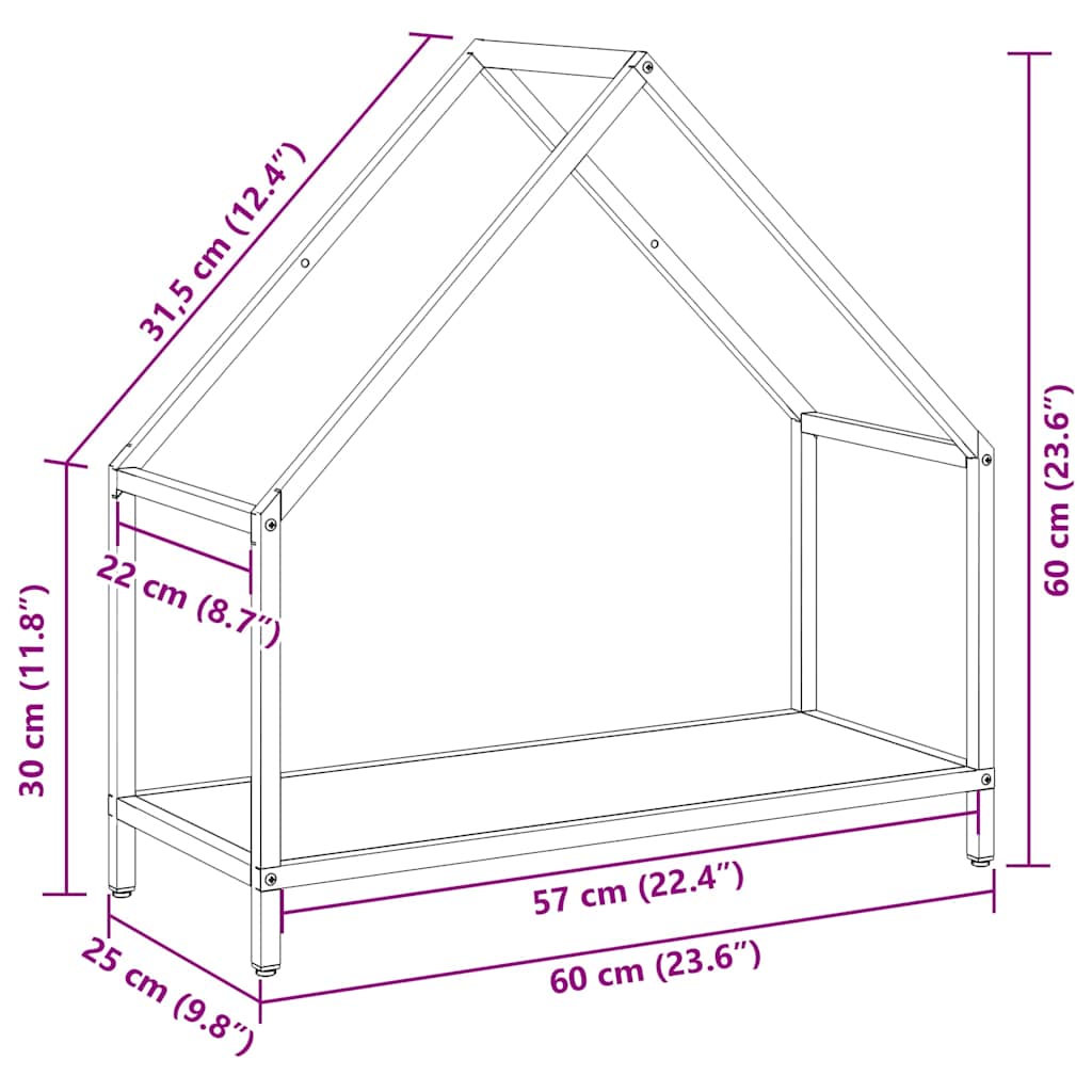 vidaXL Ράφι για καυσόξυλα Μαύρο 60x25x60 cm Ατσάλι ψυχρής έλασης