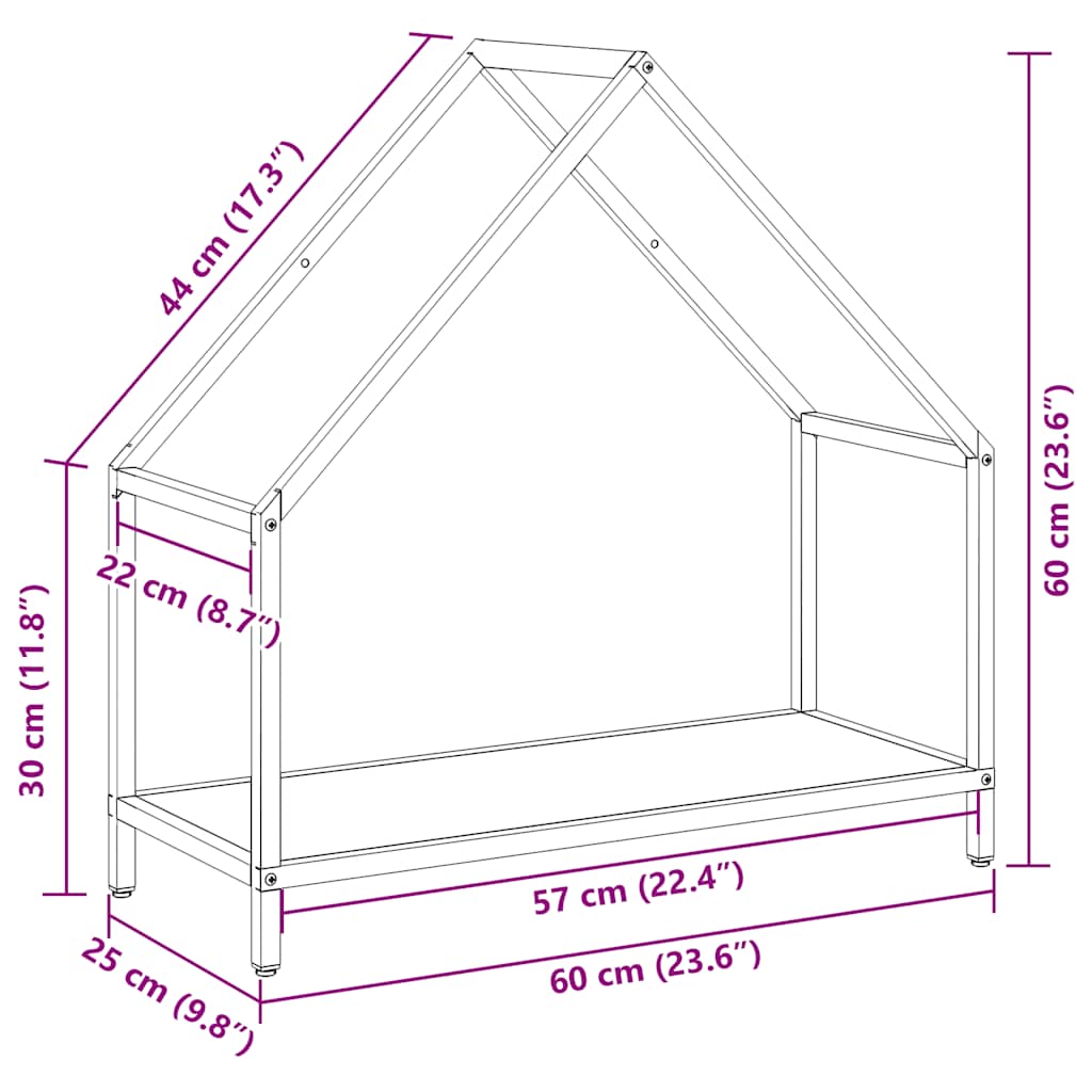 vidaXL Ράφι για καυσόξυλα Ανθρακί 60x25x60 cm Ατσάλι ψυχρής έλασης