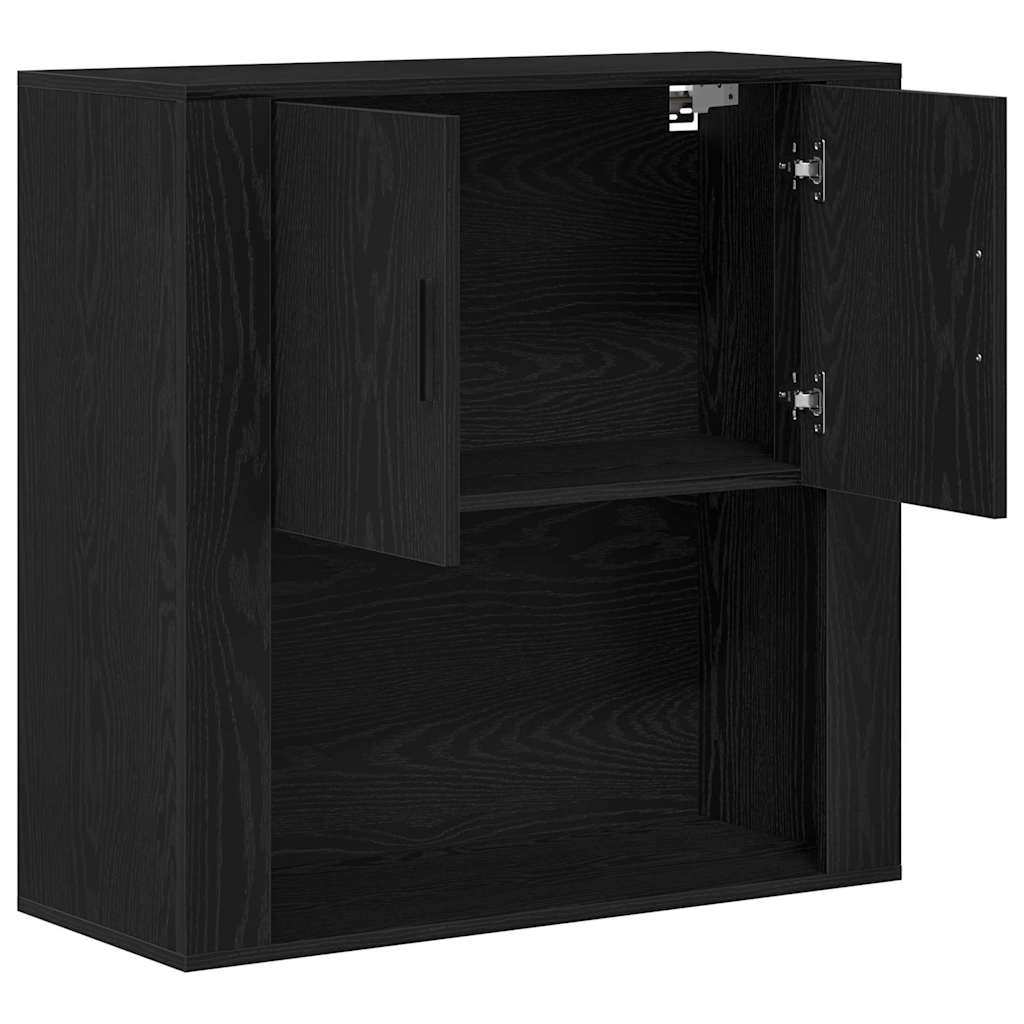 vidaXL Ντουλάπα Τοίχου Μαύρη δρυς 80 x 33 x 80 εκ. Επεξεργασμένο ξύλο