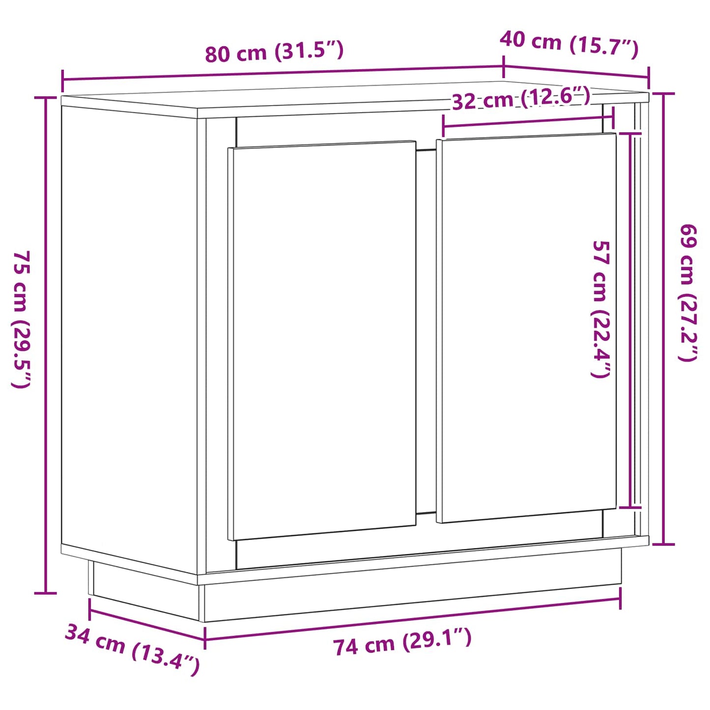 vidaXL Πλαϊνό γραφείο Artisan Oak 80 x 40 x 75 εκ. Επεξεργασμένο ξύλο