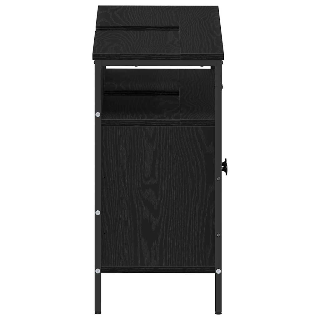 vidaXL Ντουλάπι νιπτήρα μπάνιου με ράφι Μαύρη δρυς 80 x 30 x 60 cm