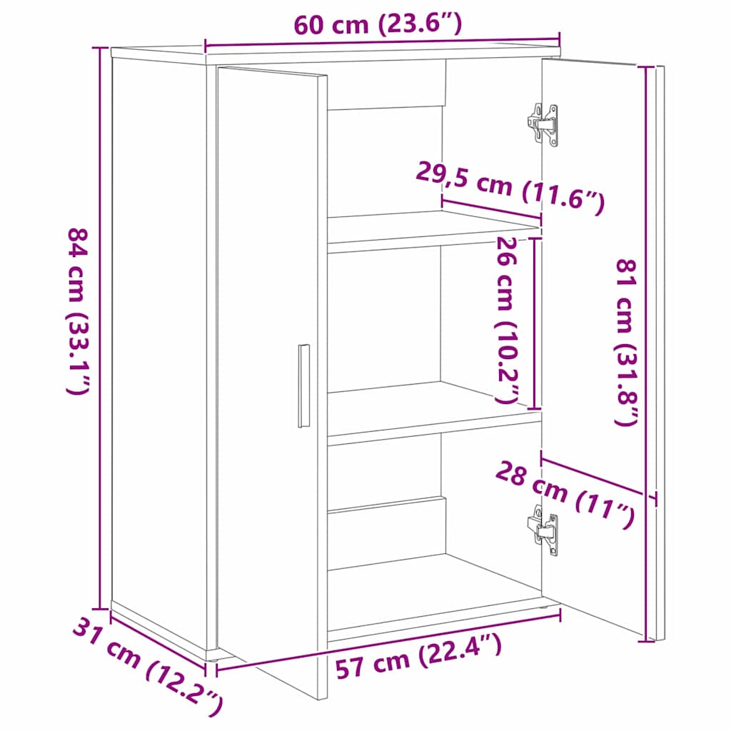 vidaXL Πλαϊνό γραφείο Artisan Oak 60 x 31 x 84 εκ. Επεξεργασμένο ξύλο