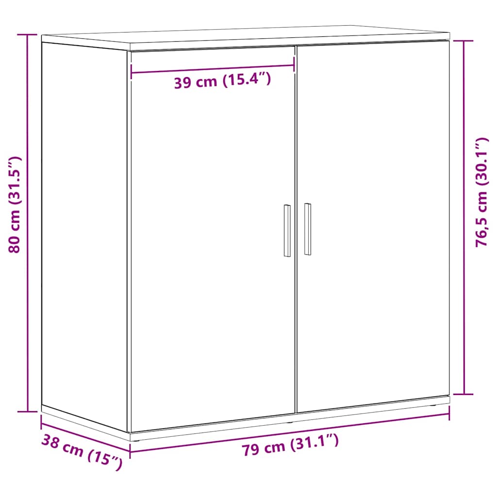 vidaXL Πλαϊνό γραφείο Μαύρη Οξυά 79 x 38 x 80 εκ. Επεξεργασμένο ξύλο
