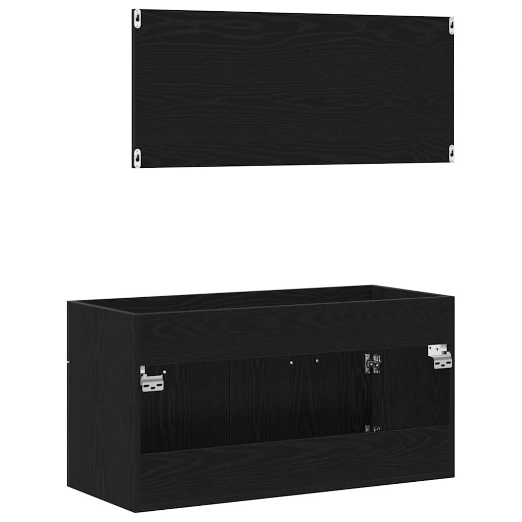 vidaXL Σετ Επίπλων Μπάνιου 2 pcs Μαύρη Οξυά 90 x 38.5 x 46 cm