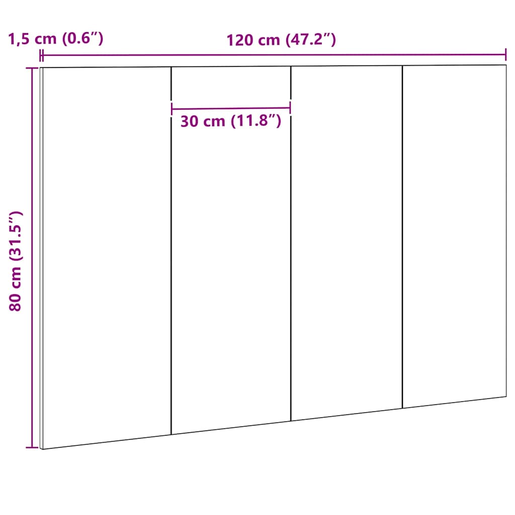 vidaXL Κεφαλάρι Μαύρη δρυς 120 x 1,5 x 80 εκ. Επεξεργασμένο ξύλο