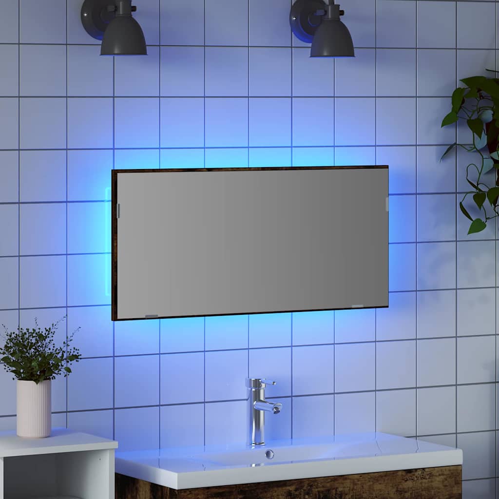 vidaXL Καθρέφτης Μπάνιου Καφέ 80 x 8.5 x 37 εκ Επεξεργασμένο ξύλο