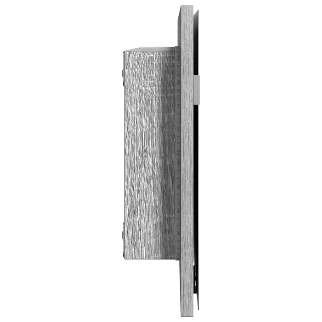 vidaXL Καθρέφτης Μπάνιου Επιτοίχιο Σκούρο γκρι σονόμα 80 x 8.5 x 37 εκ