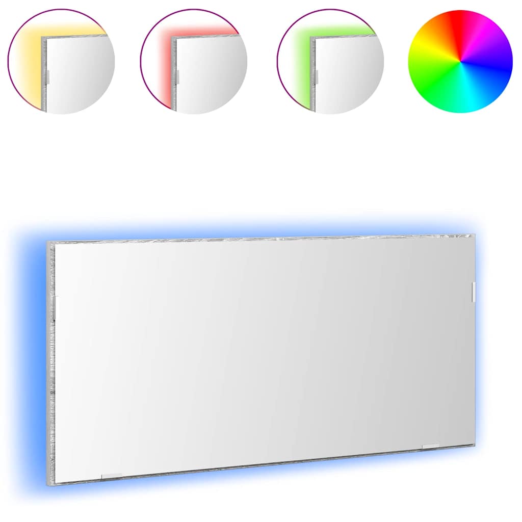 vidaXL Καθρέφτης Μπάνιου Επιτοίχιο Σκούρο γκρι σονόμα 80 x 8.5 x 37 εκ