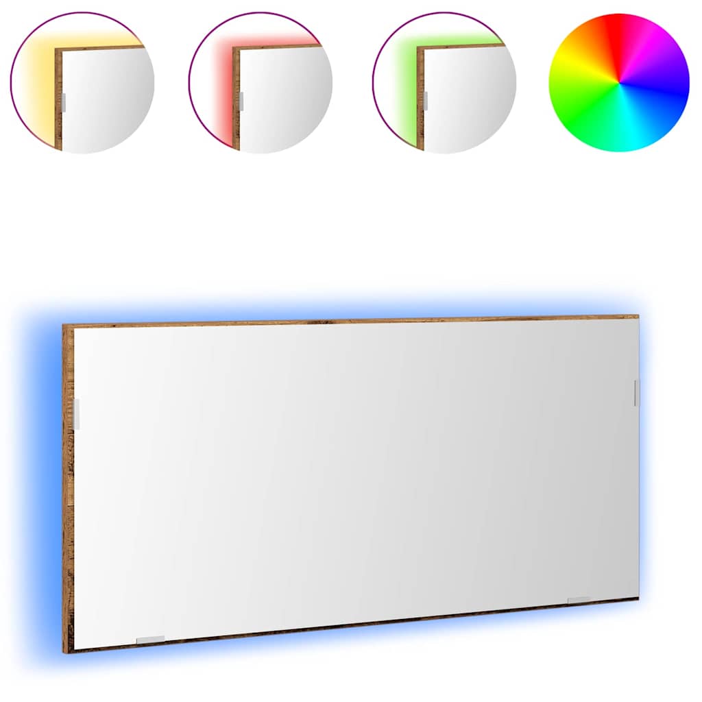 vidaXL Καθρέφτης Μπάνιου με φώτα καθρέφτη Παλαιό ξύλο 80 x 8.5 x 37 εκ