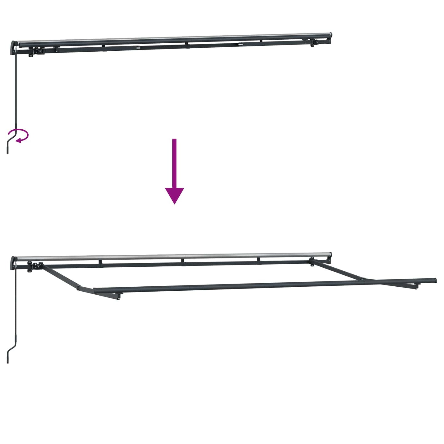 vidaXL Αναδιπλούμενη τέντα Κρεμ 350 x 200 cm Πολυεστέρας και Αλουμίνιο