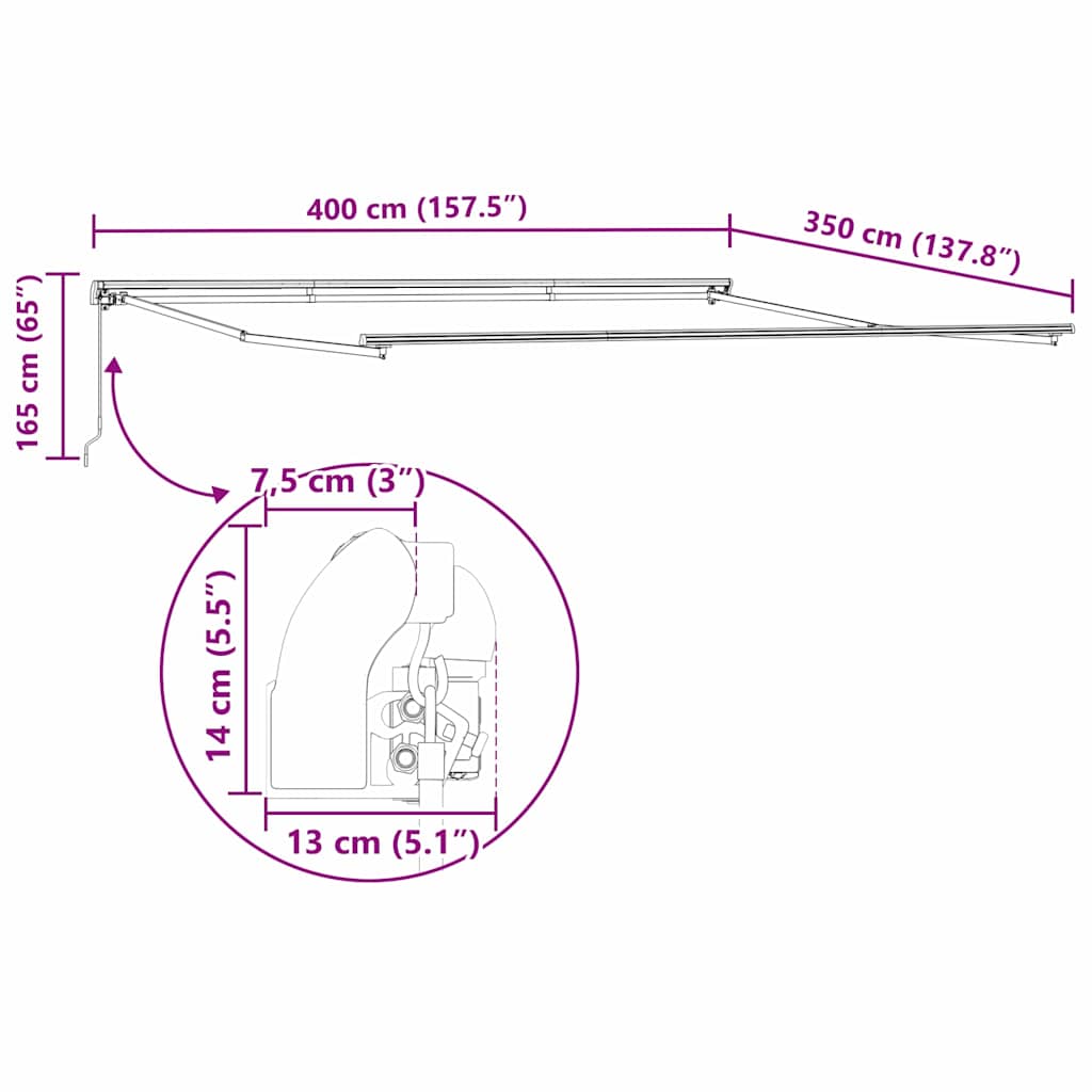 vidaXL Ανασυρόμενη τέντα Λευκή 400x350 εκ.