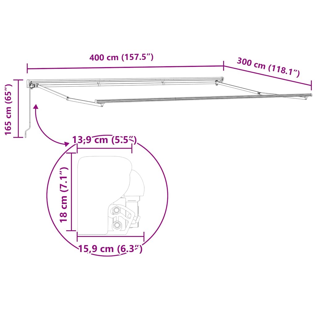 vidaXL Σκελετός Τέντας Ανθρακί 4 x 3 μ Ατσάλι με Πούδρα